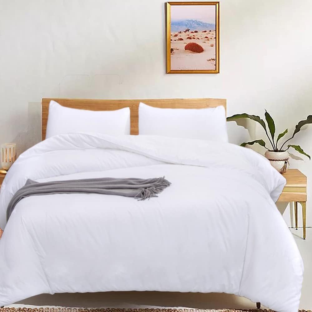 White Queen Comforter Set 3Pcs White Bedding Comforter Sets Solid White Bed Comforter Sets White Bedding Sets White Queen Size Comforter Sets