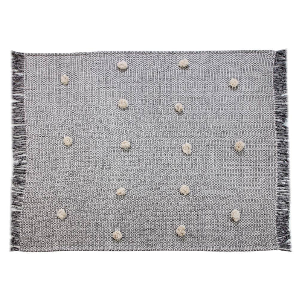 Gray Buds Black Melange Tassel All Natural Cotton Decorative Throw Blanket