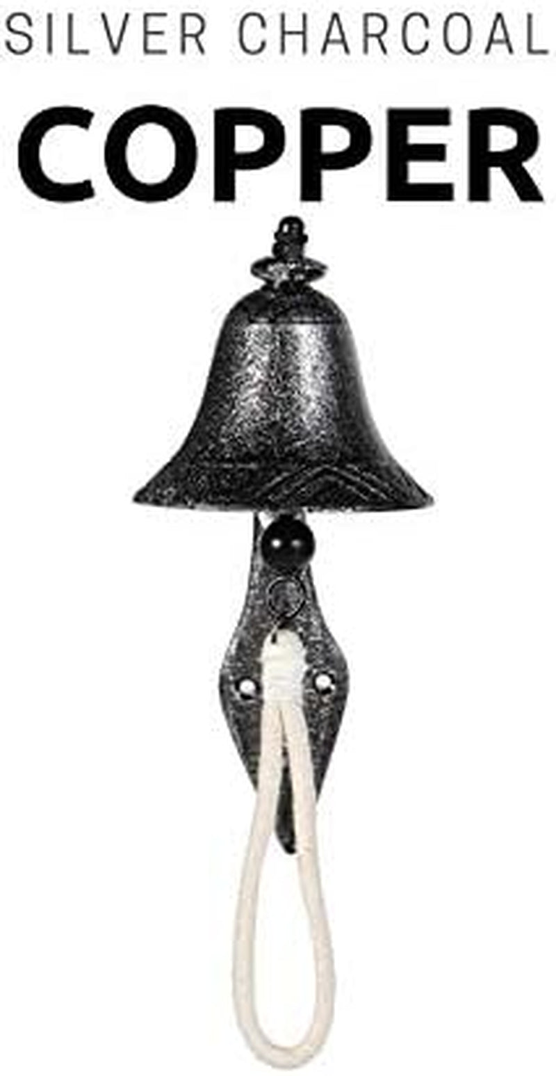 Dinner Bell for outside or inside Made of Red Copper Hanging Bell, Cast Iron Outdoor Bell to Wall Mounted Surfaces for Church, Home, and School Bell (Silver,4)