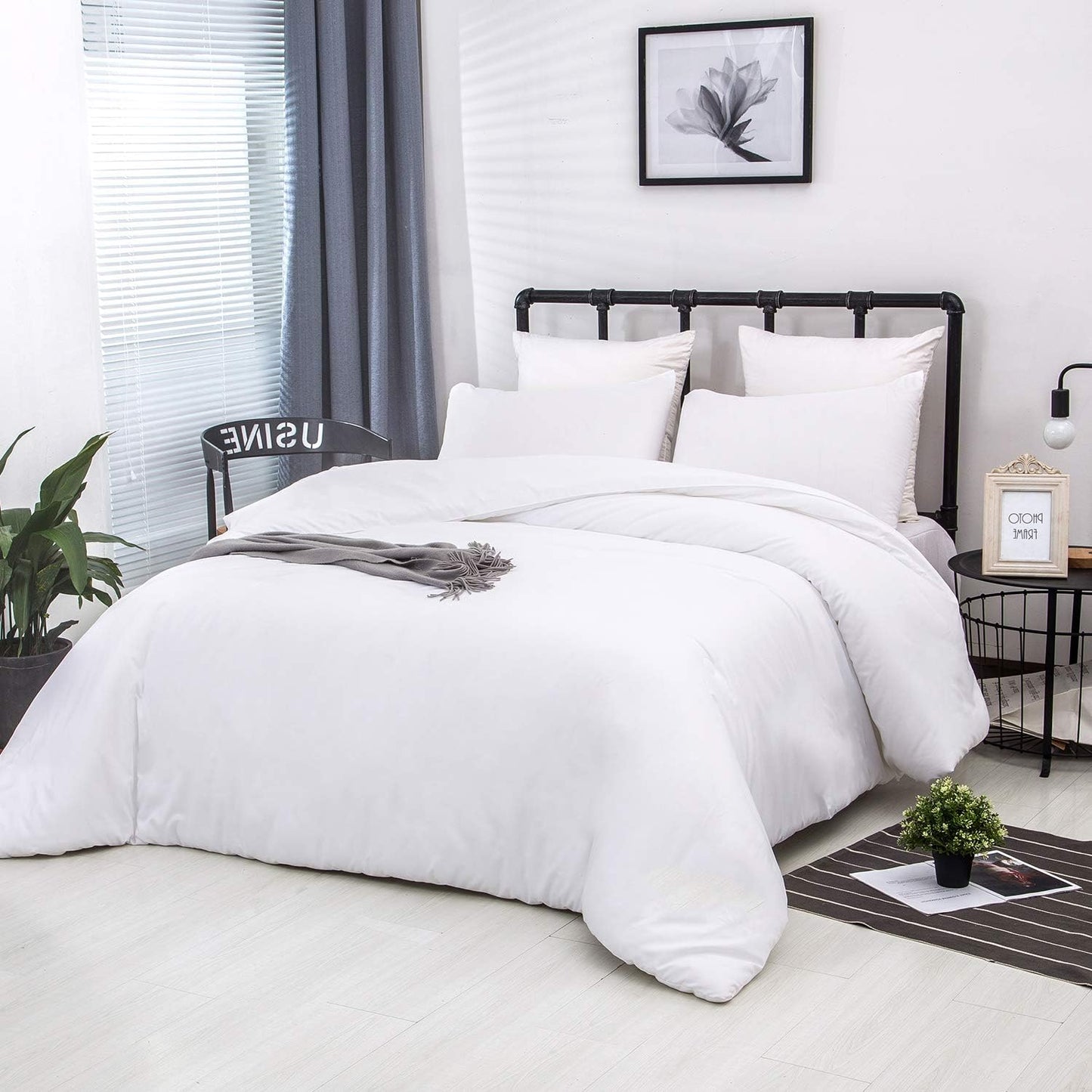 White Queen Comforter Set 3Pcs White Bedding Comforter Sets Solid White Bed Comforter Sets White Bedding Sets White Queen Size Comforter Sets